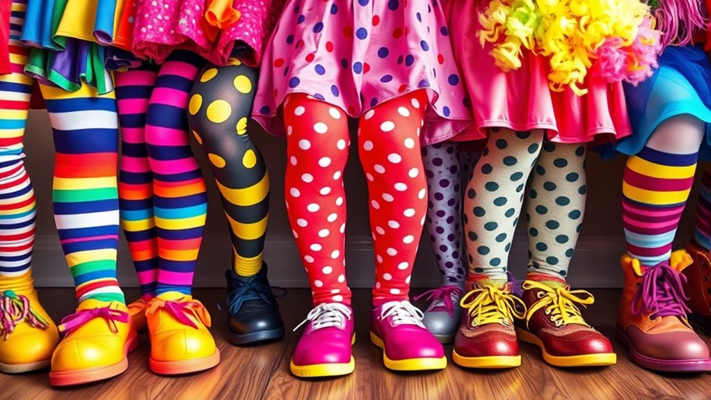 colorful playful clown costumes