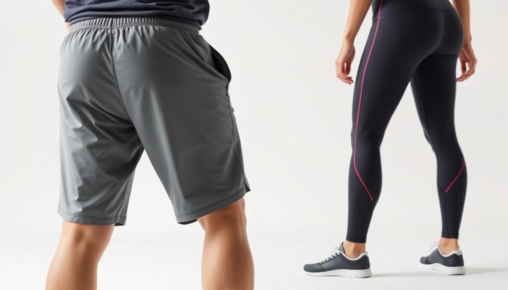 design features of running shorts vs tights