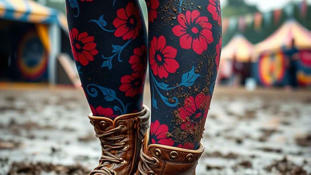 festival ready muddy tights