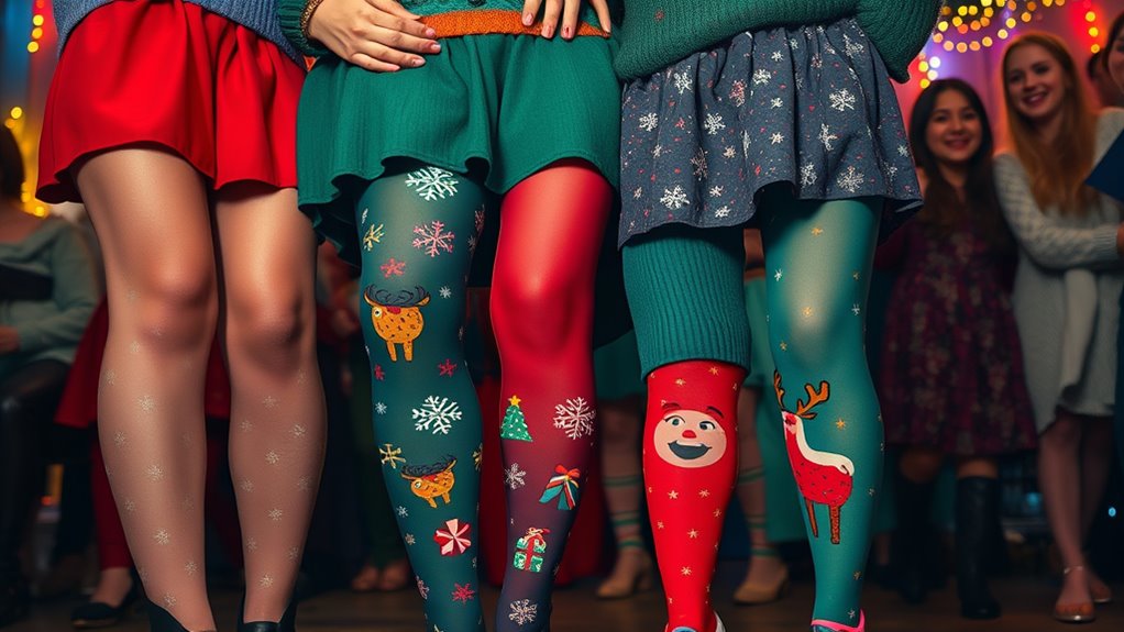 festive patterned tights showoff