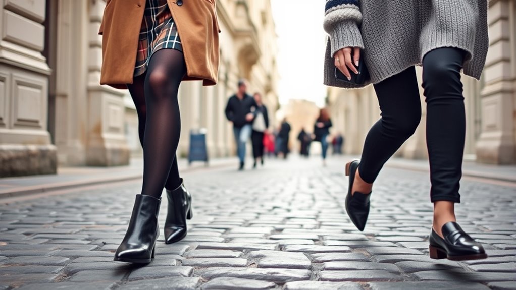 footwear enhances tights style