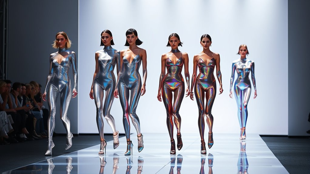 futuristic eco friendly metallic tights