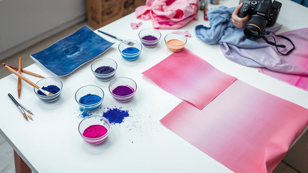 organized dyeing workspace setup