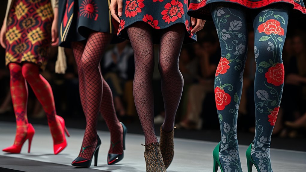 retro inspired patterned tights