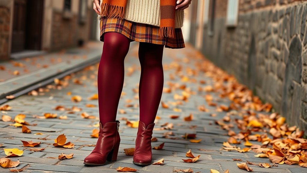 autumn burgundy tights styling