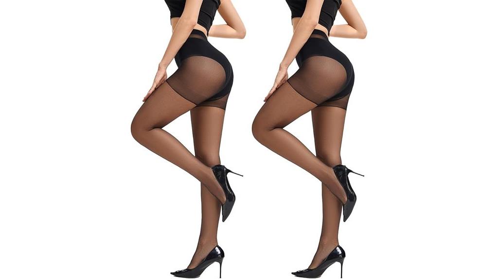 black sheer control pantyhose