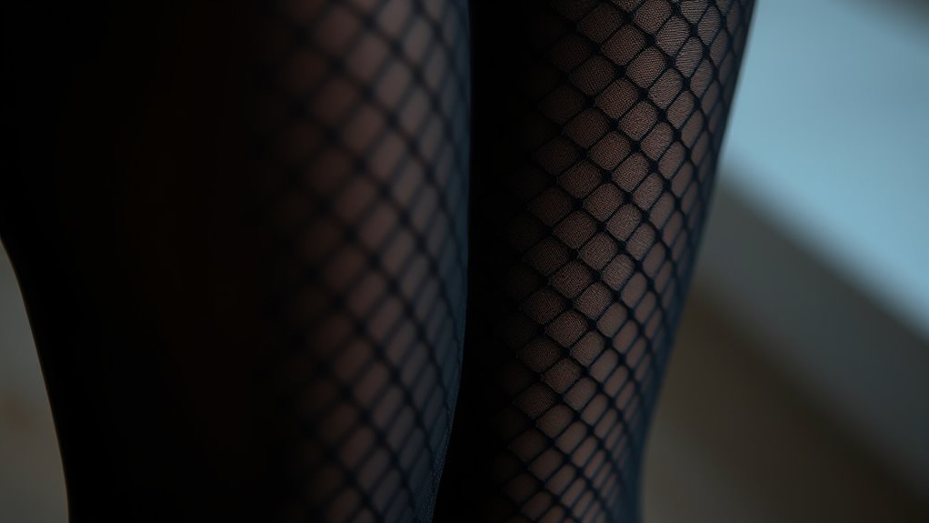 fishnet tights layered over opaque