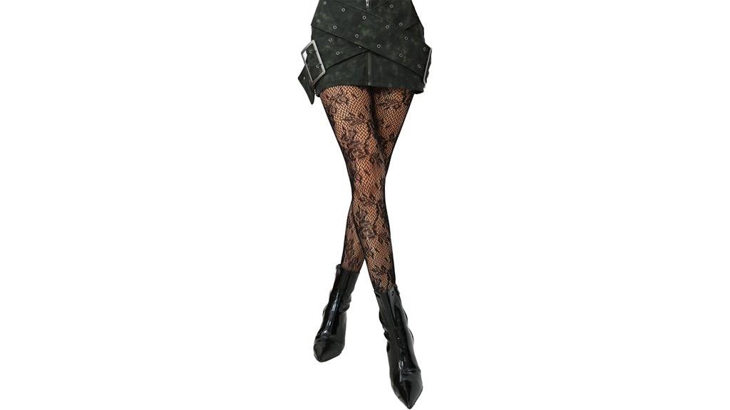 floral patterned fishnet tights