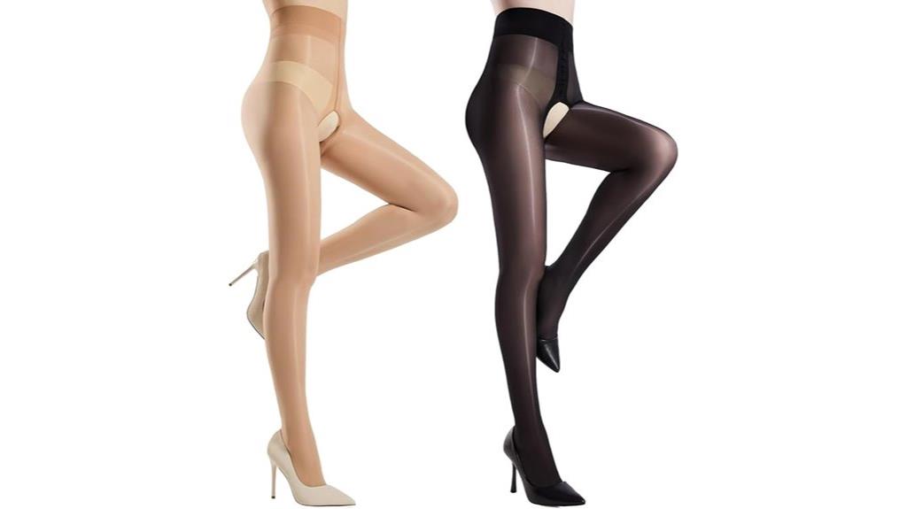 shiny open crotch pantyhose