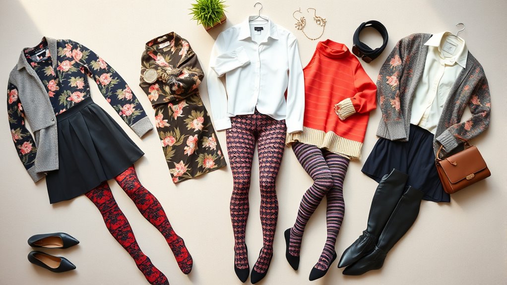 tights outfit flatlay ideas