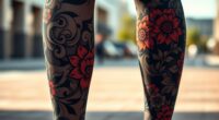 artistic tattoo print legwear