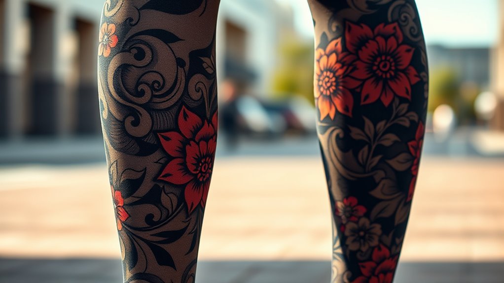 artistic tattoo print legwear
