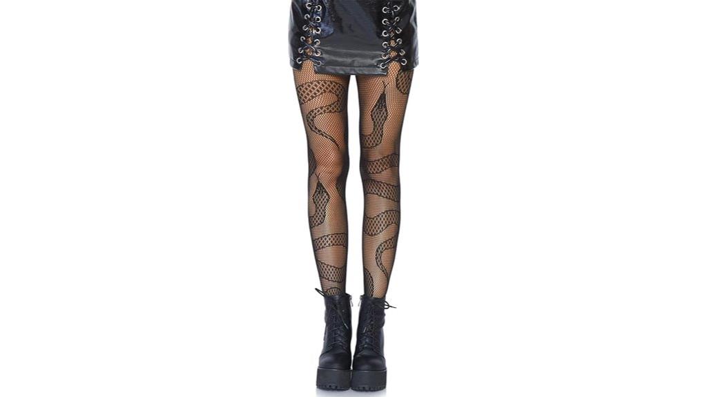 black patterned fishnet tights