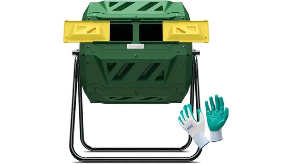 compost bin and gloves