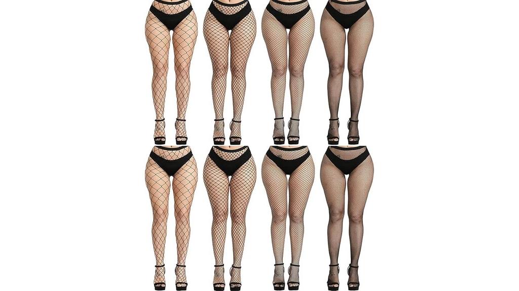 eight pack black fishnet stockings