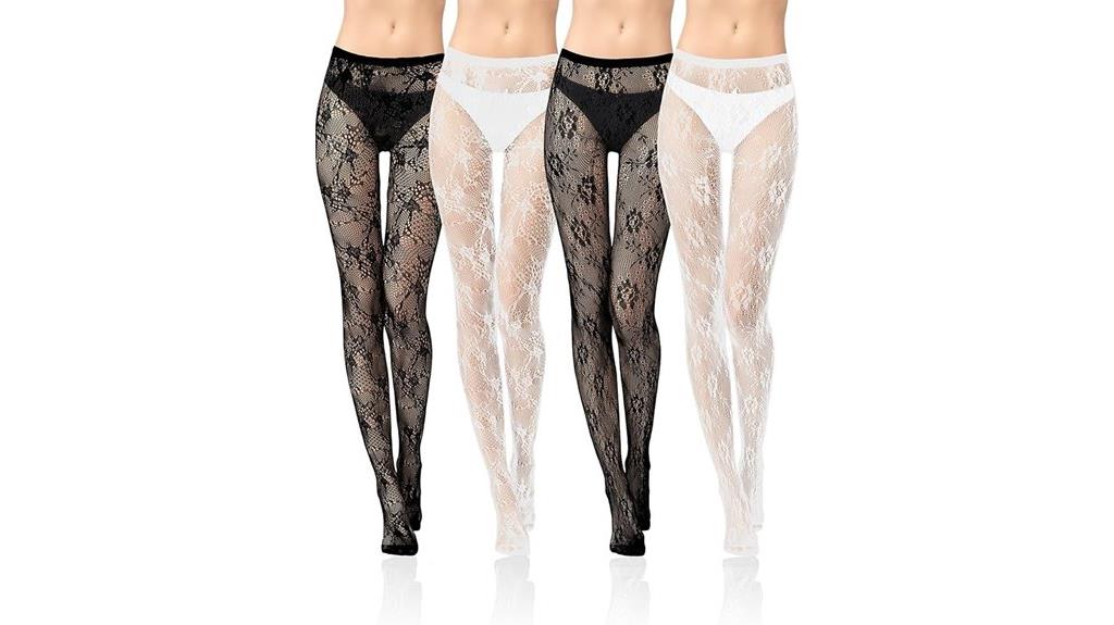 floral pattern fishnet tights