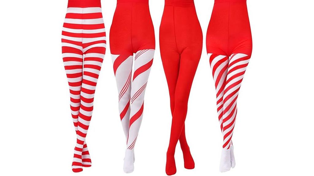 four piece striped christmas tights