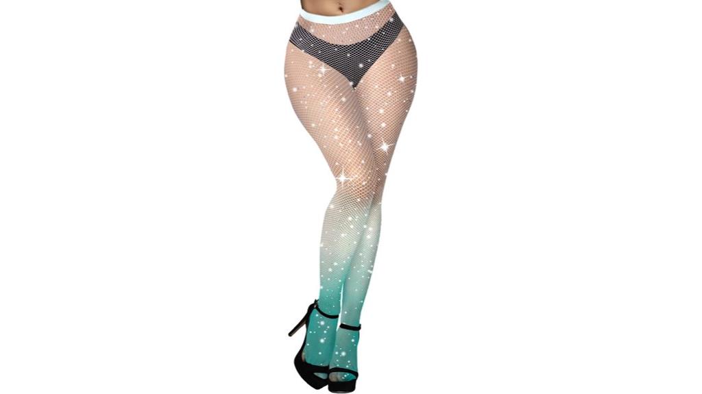 glittery rhinestone fishnet stockings