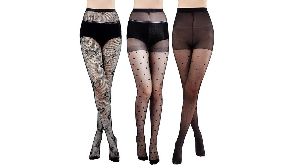 heart patterned fishnet tights
