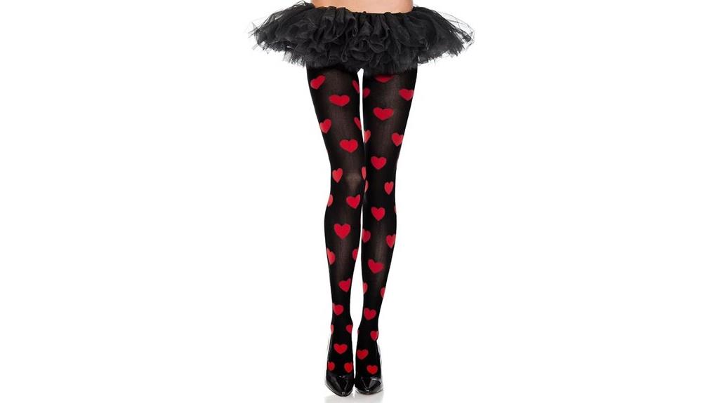 heart patterned opaque tights