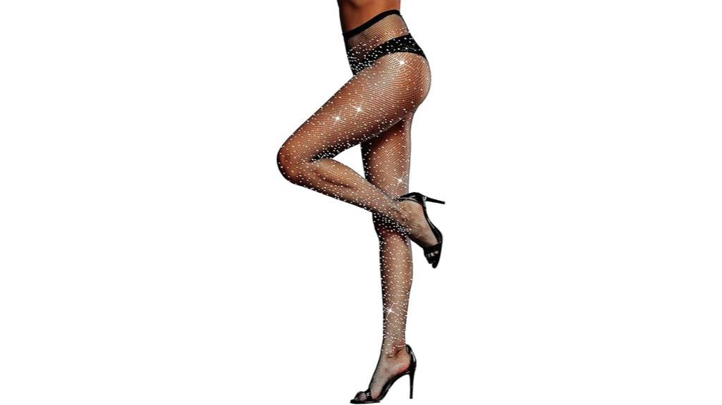 high waist rhinestone fishnets