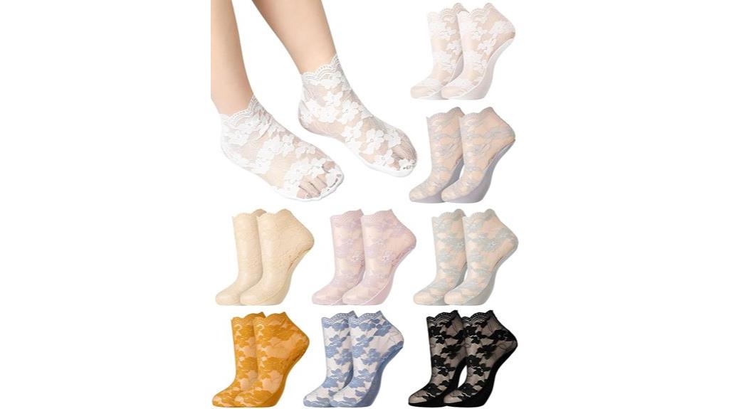 lace fishnet ankle socks