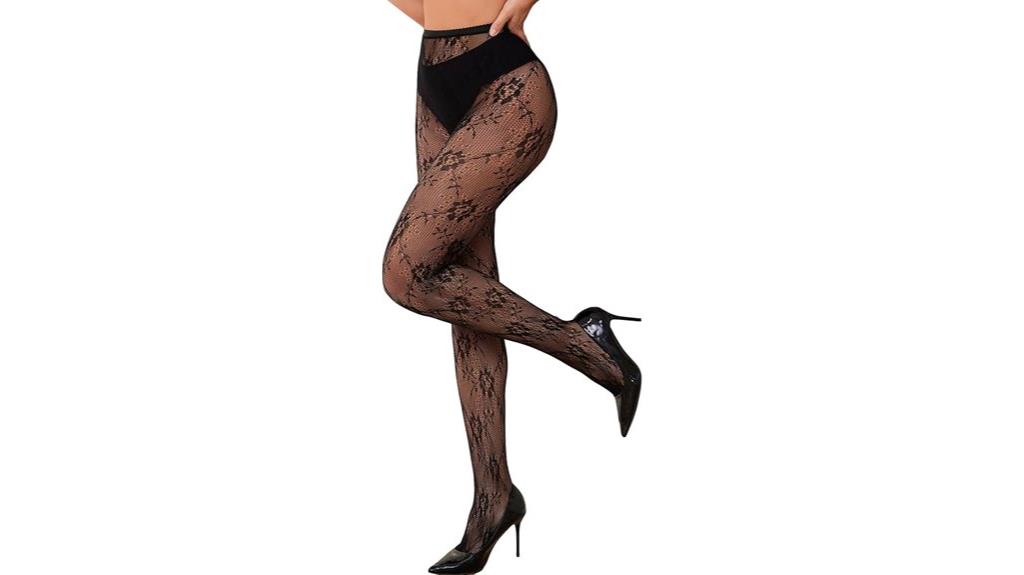 lace floral fishnet tights