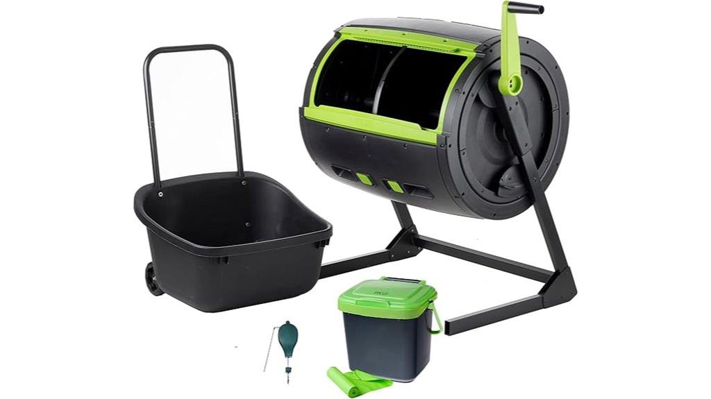 large dual chamber compost tumbler