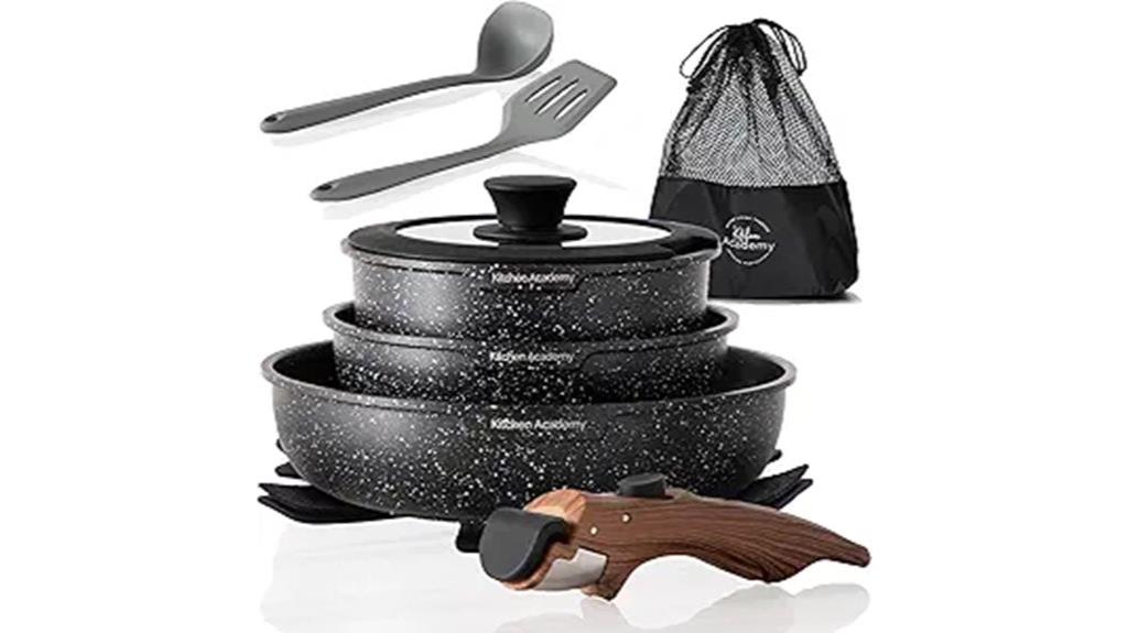 non stick removable handle cookware