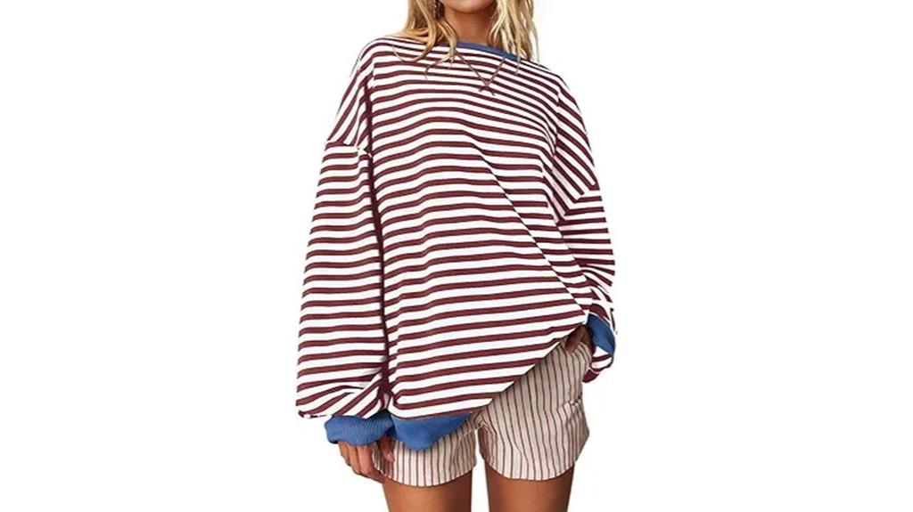oversized striped crewneck sweatshirt