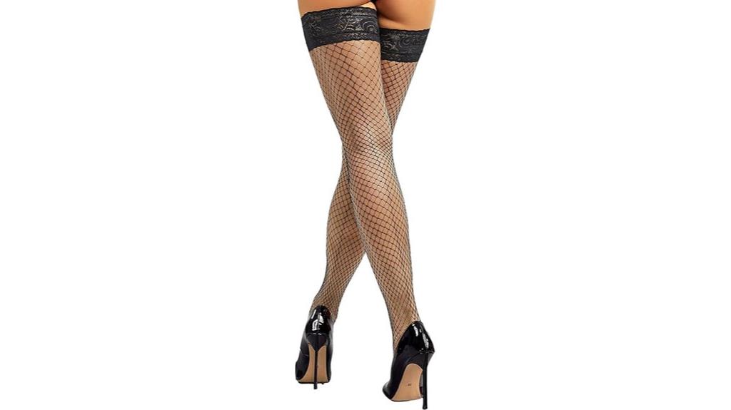 seam fishnet thigh highs