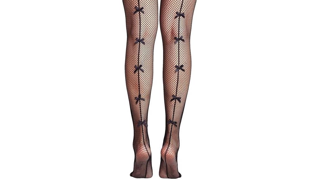 sheer bow fishnet tights