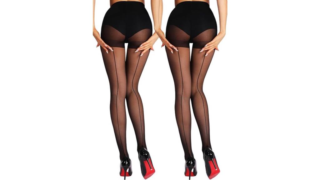 sheer patterned high waist pantyhose