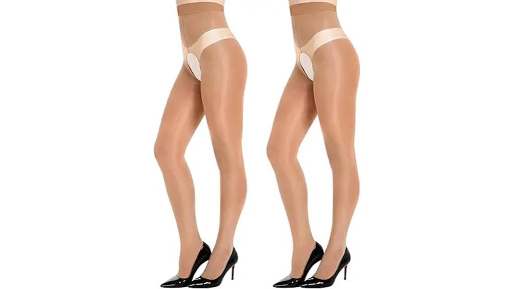 sheer shiny crotch tights