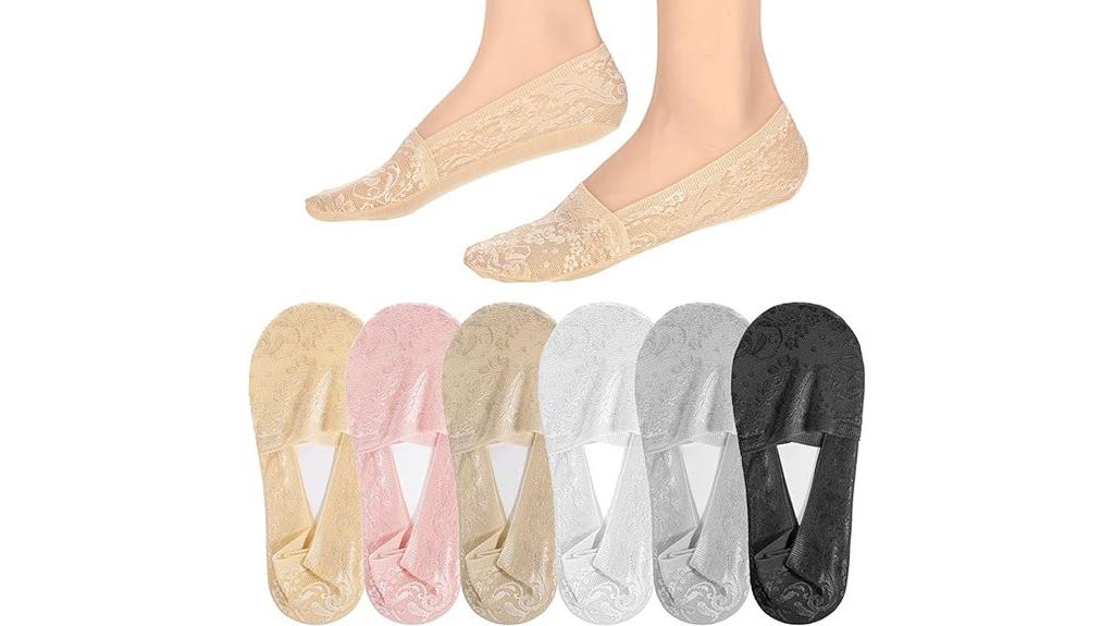 six pairs lace socks