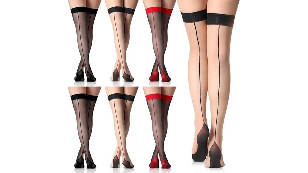 six pairs thigh stockings