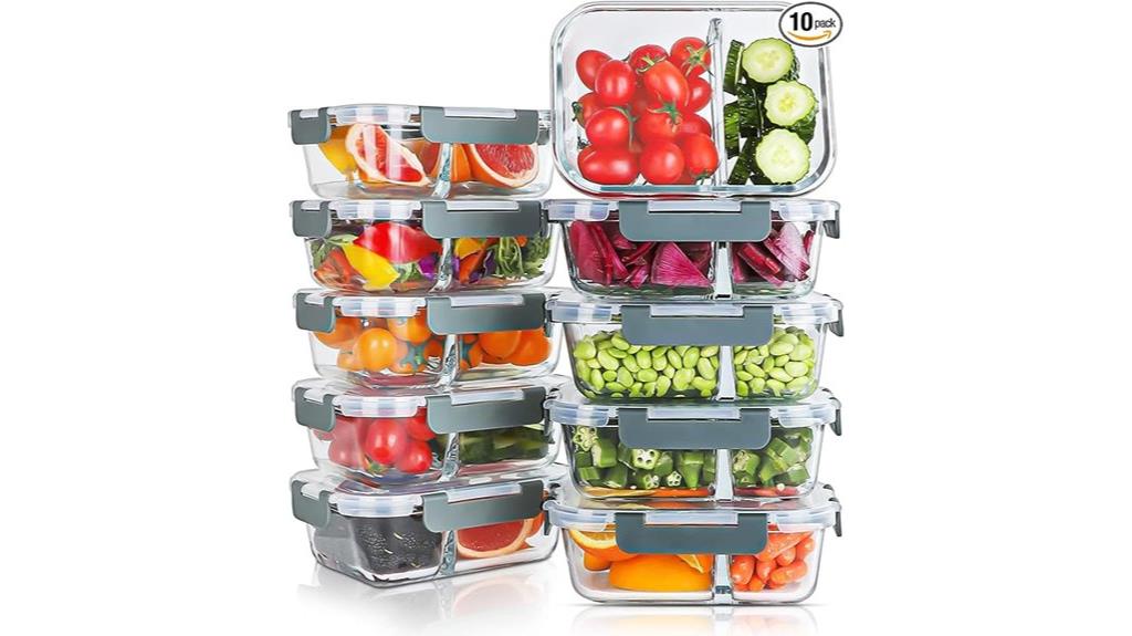 ten 30oz glass meal containers