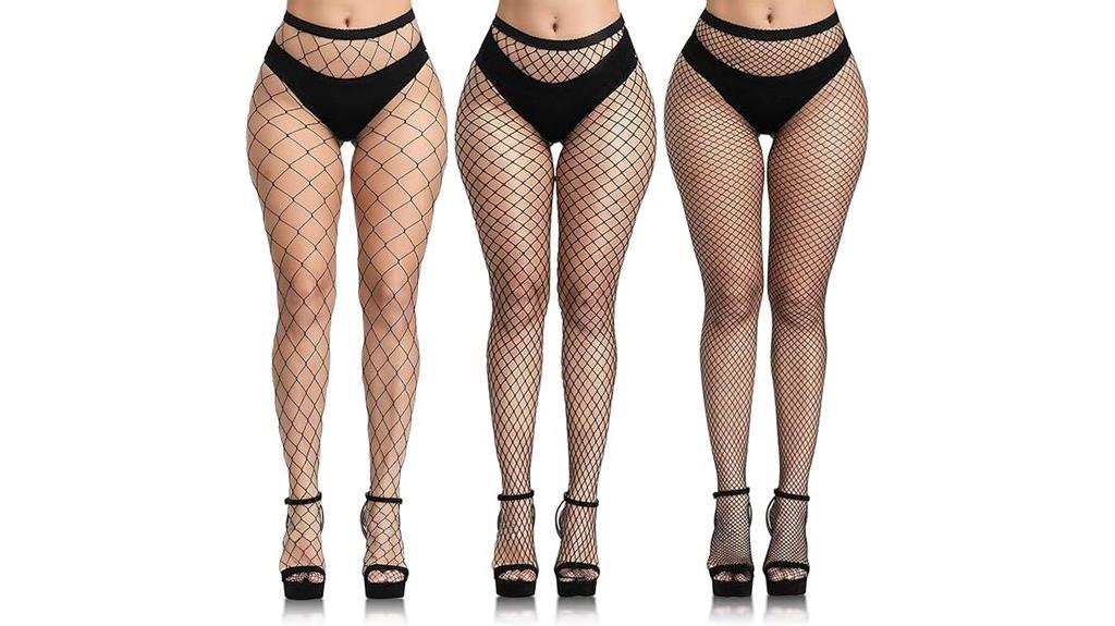 three pack fishnet stockings