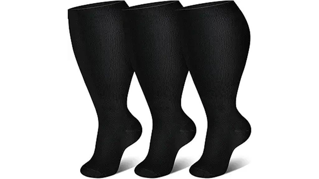 three pack wide calf socks