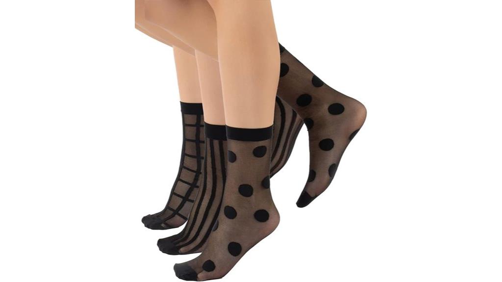 three pairs of patterned socks