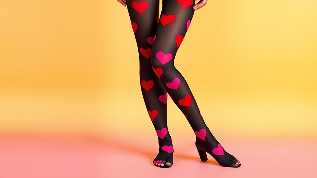 top heart print tights