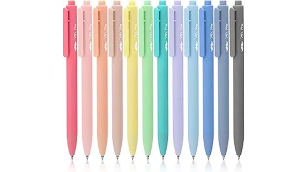 twelve retractable gel pens