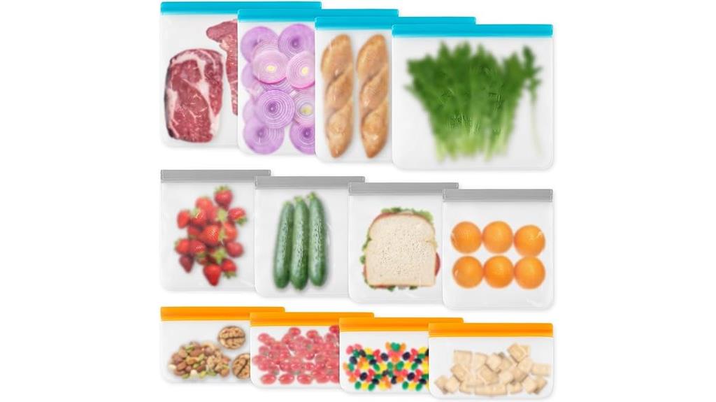 twelve reusable freezer bags