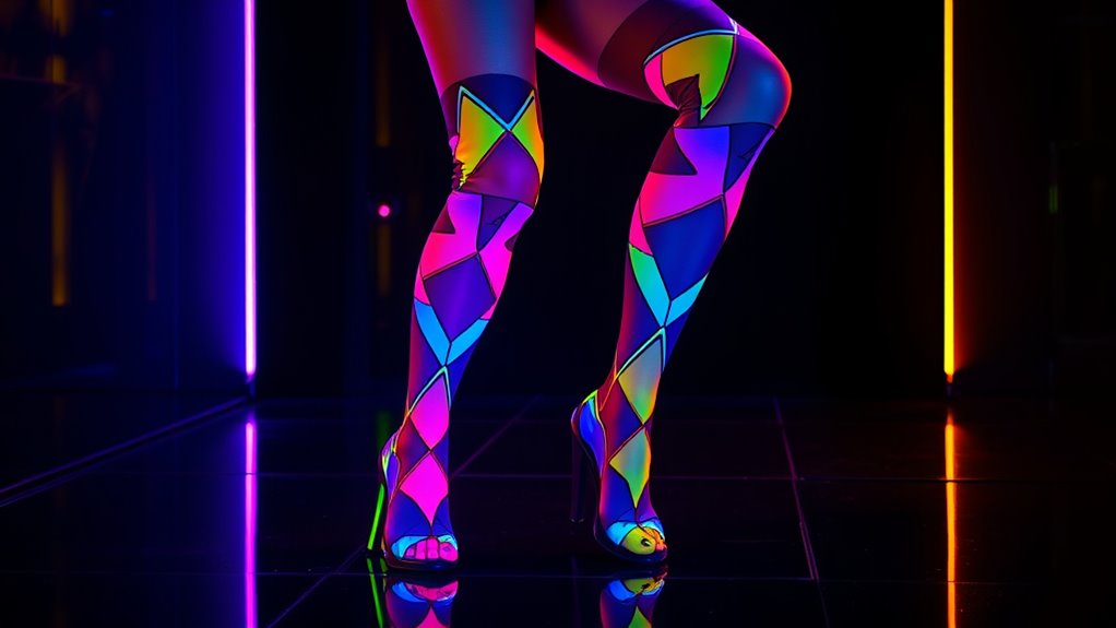 vibrant 80s neon tights