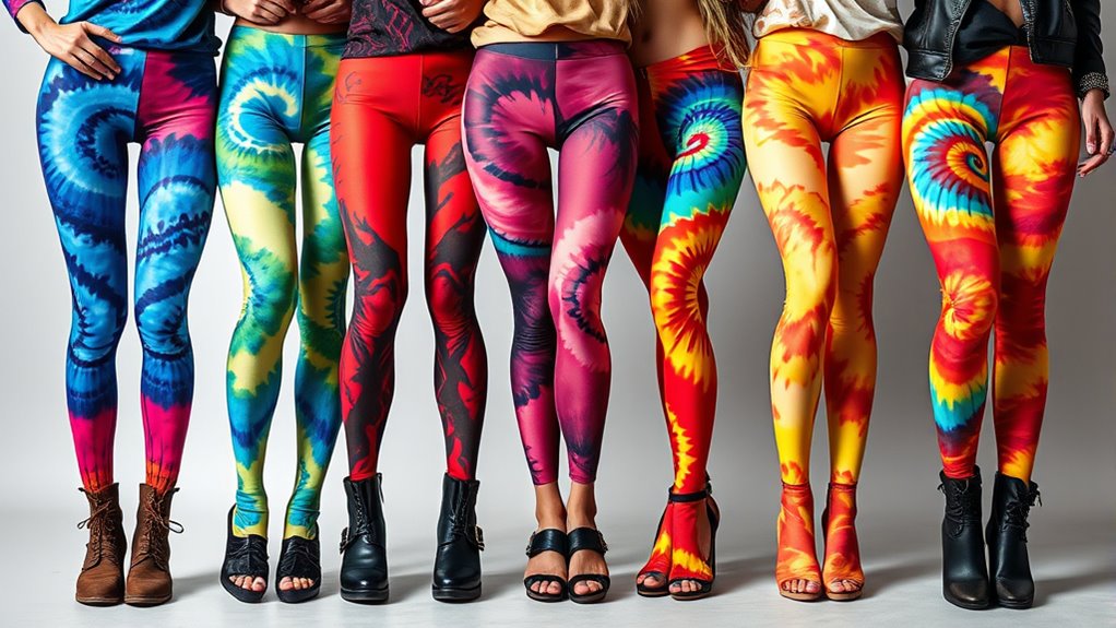 vibrant tie dye tights