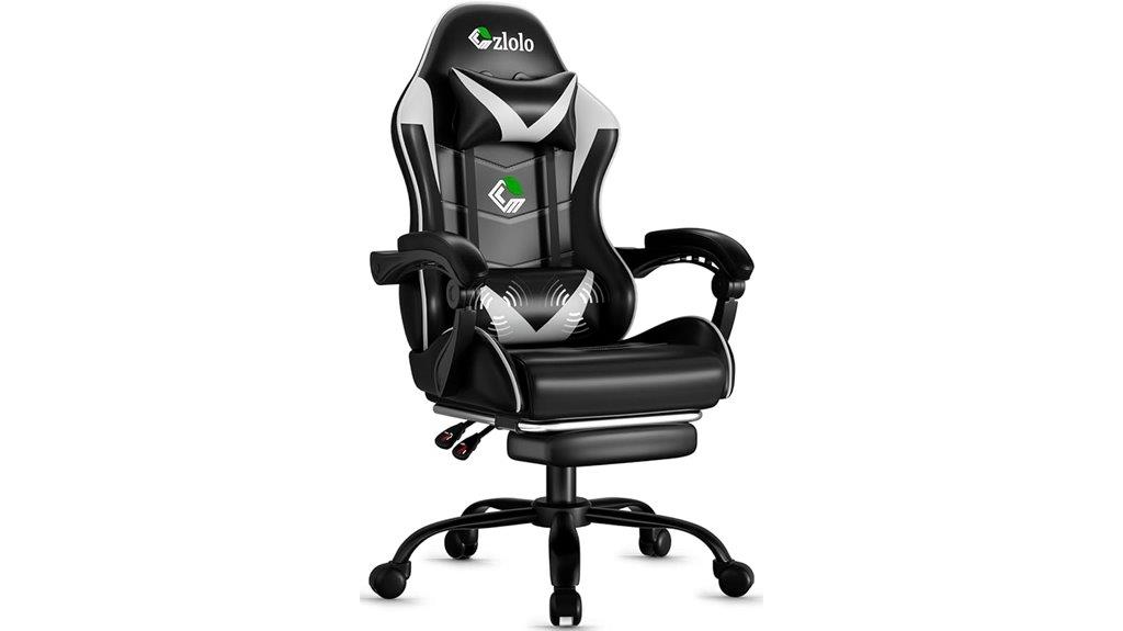 white gaming chair with footrest
