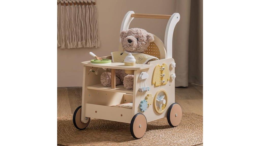 wooden baby walker with brake