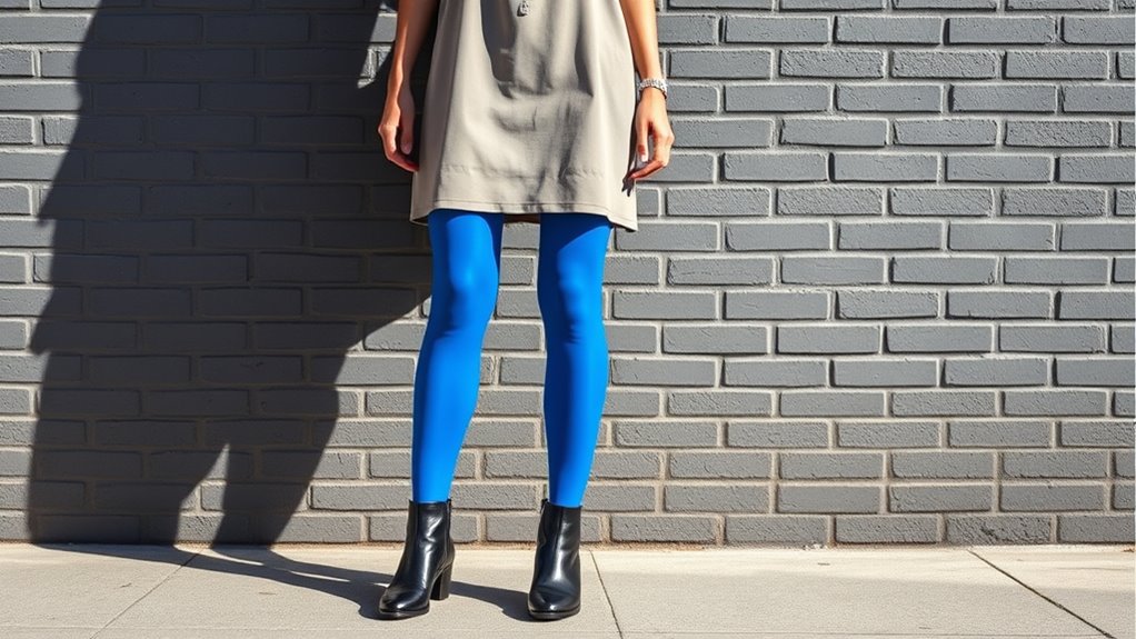 bold colorful tights pairing