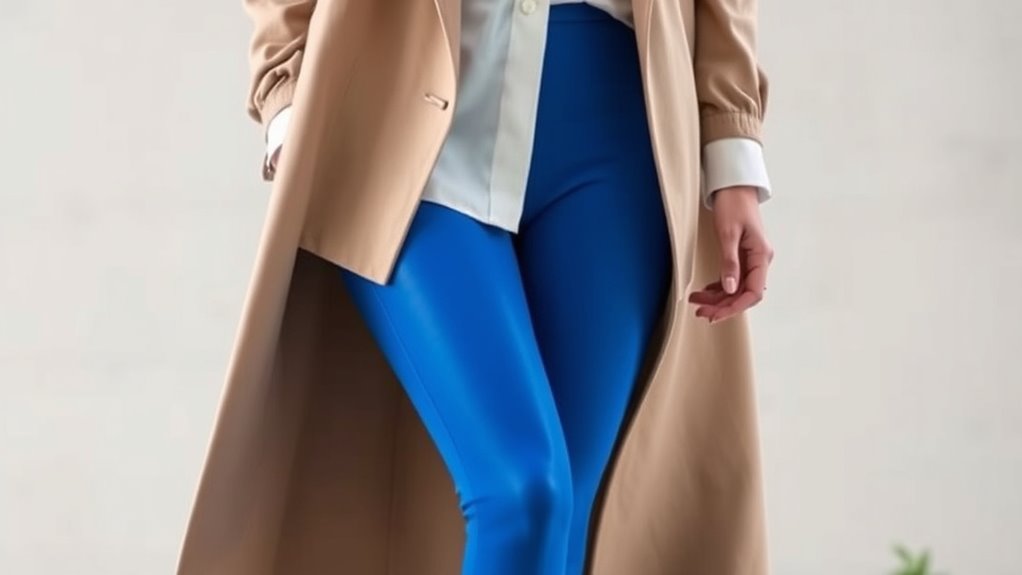 bright tights enhance neutral outfits