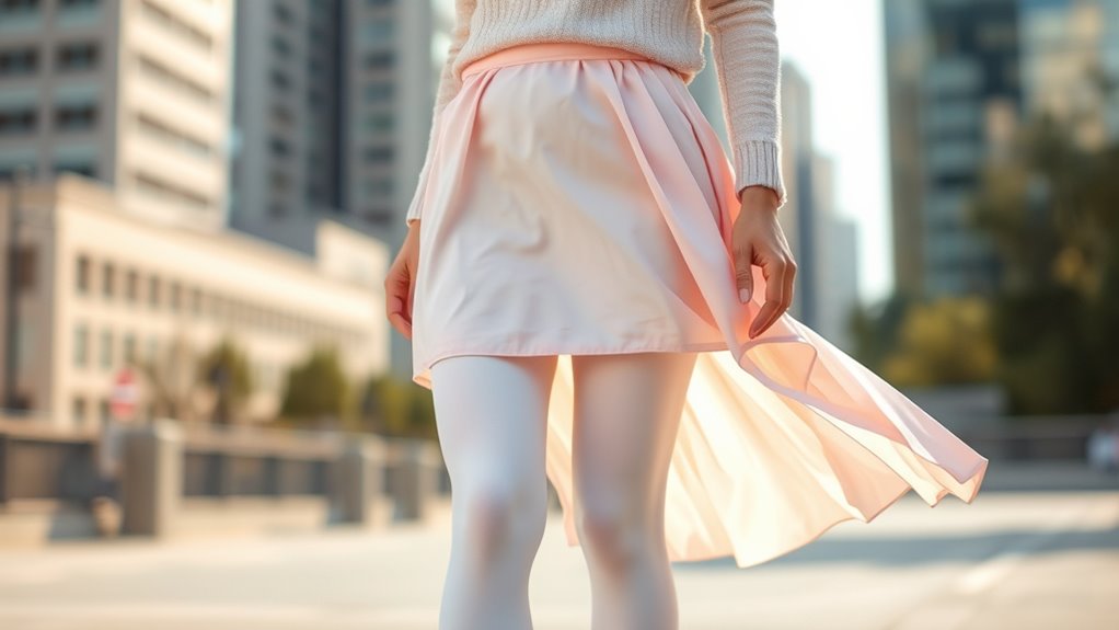 layered white tights styling